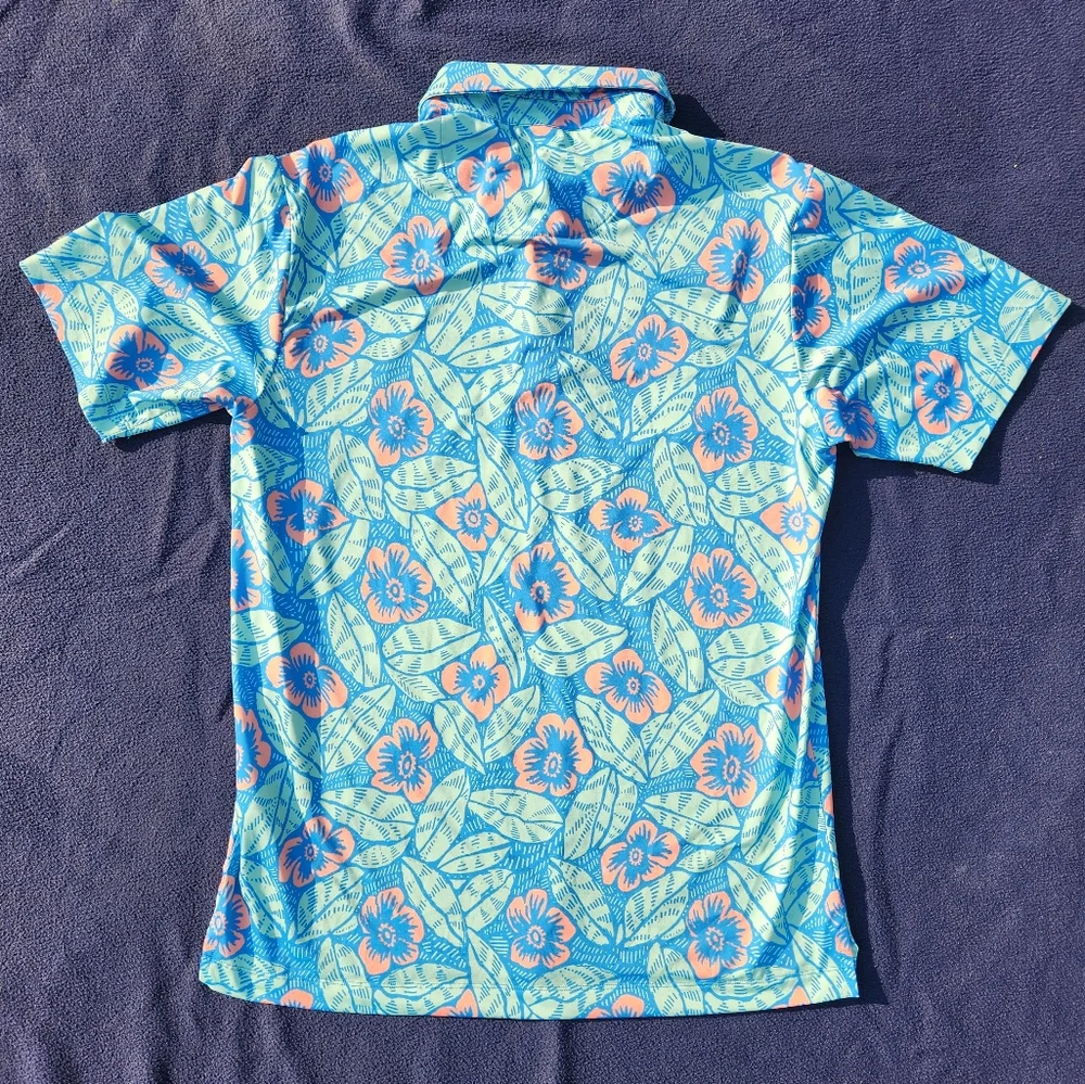 Bad Birdie Men's Golf Polo Shirt Blue & Pink Size Large - Picture 3 of 7